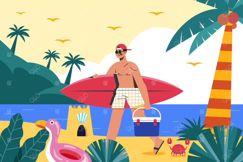 تصویرسازی تخت برای فصل تابستان