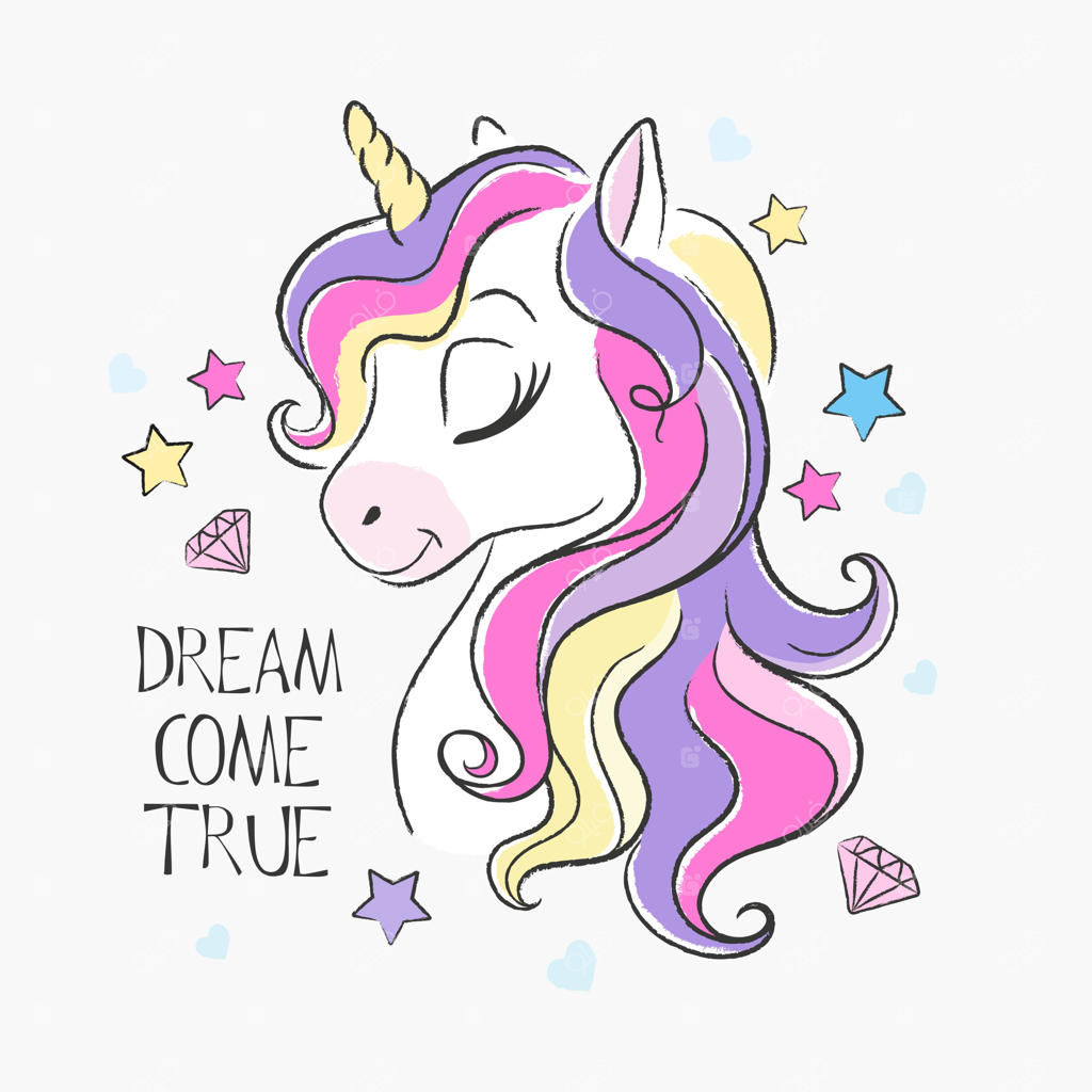 چاپ حیوانی برای لباس‌ها و پارچه‌ها با شخصیت کارتونی بامزه‌ی تک‌شاخ بنفش و یاسی مد روز