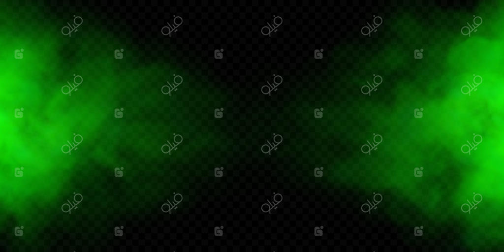 دود یا مه سبز جدا شده در پس‌زمینه شفاف - بوی بد، مه جادویی، ابر گاز سمی