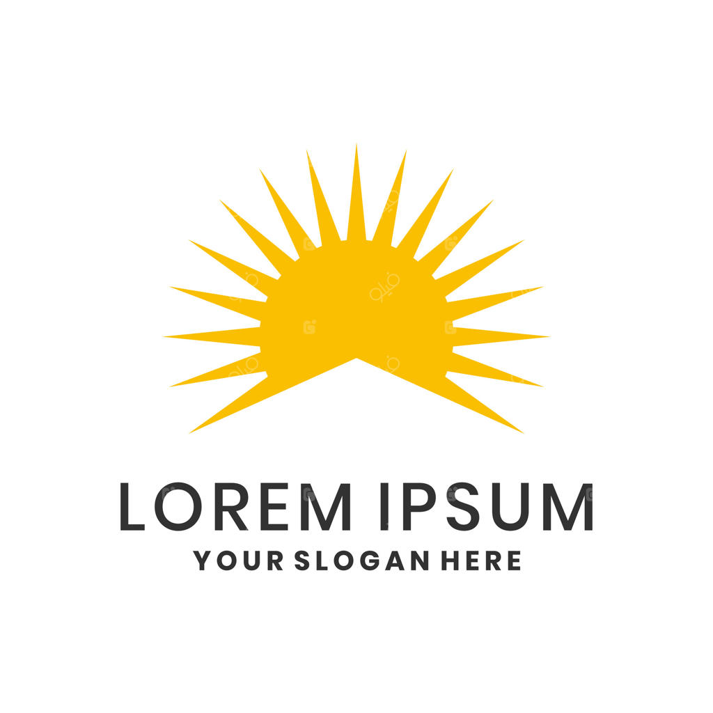 لوگوی طلوع آفتاب با پرتوهای طلایی در طراحی مینیمالیستی