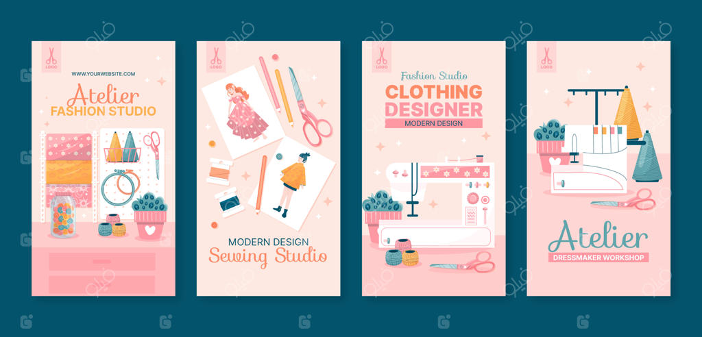 مجموعه استوری‌های اینستاگرام طراحی مینیمال برای آتلیه