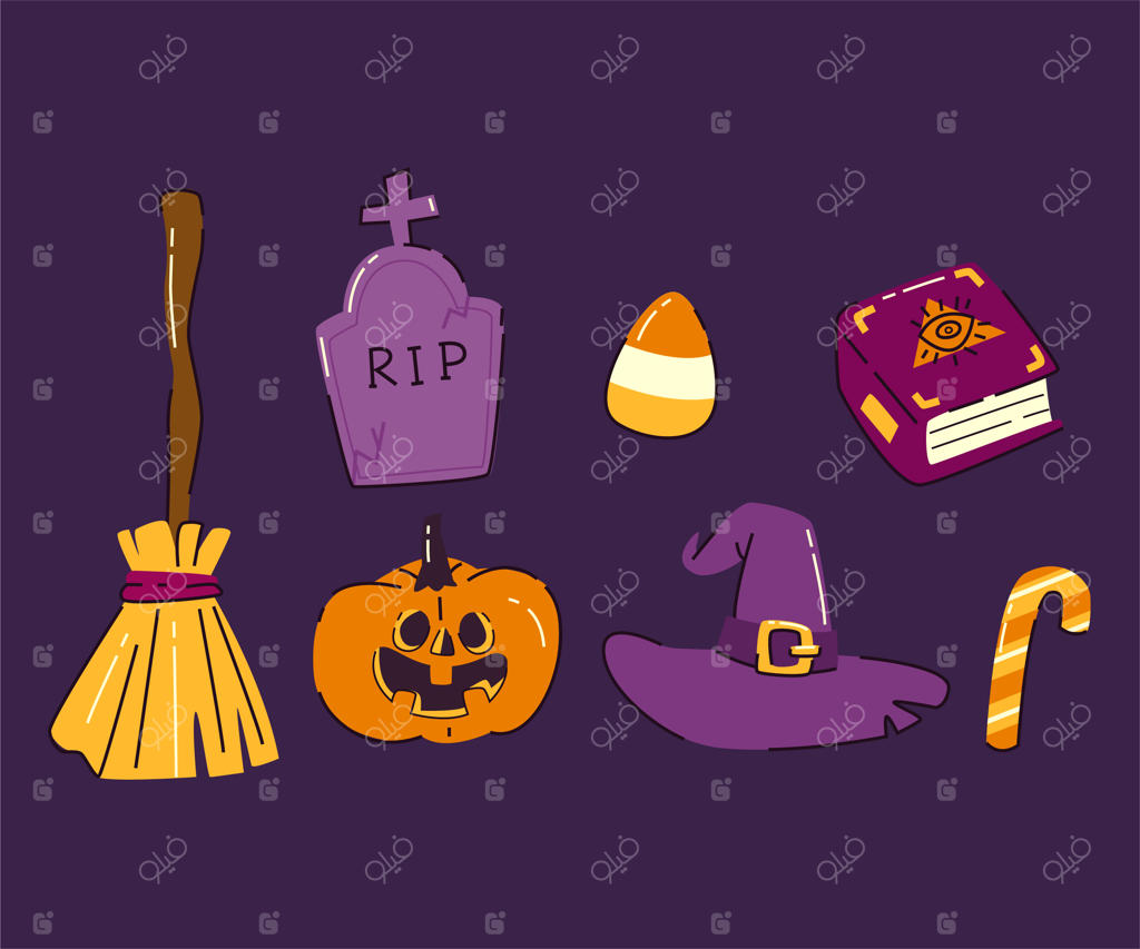 مجموعه عناصر طراحی دستی هالووین