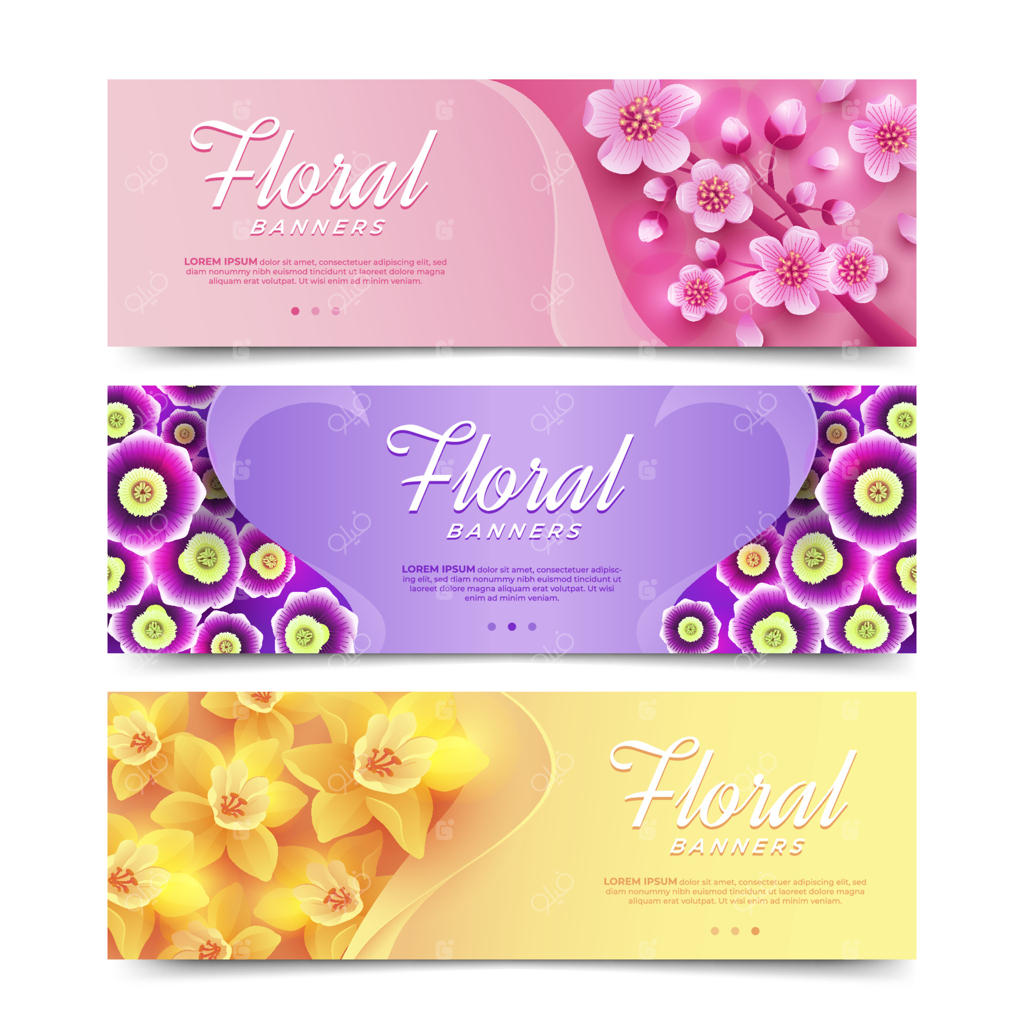 مجموعه‌ای از بنرهای گل‌دار
