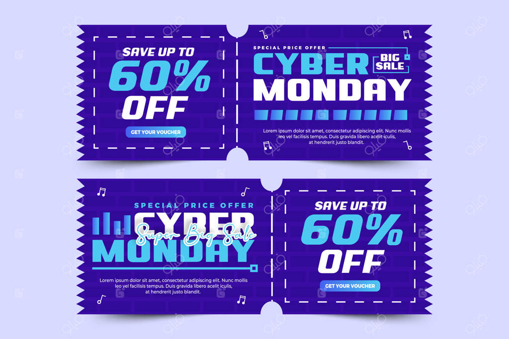 قالب طراحی کوپن یا ووچر برای سایبر ماندی