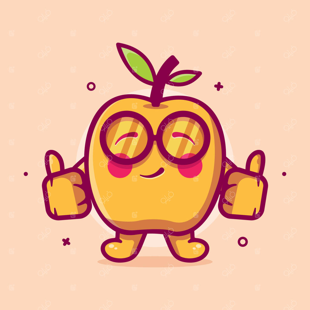 کاراکتر کارتونی و مسکات زردآلوی بامزه با ژست لایک و طراحی تخت