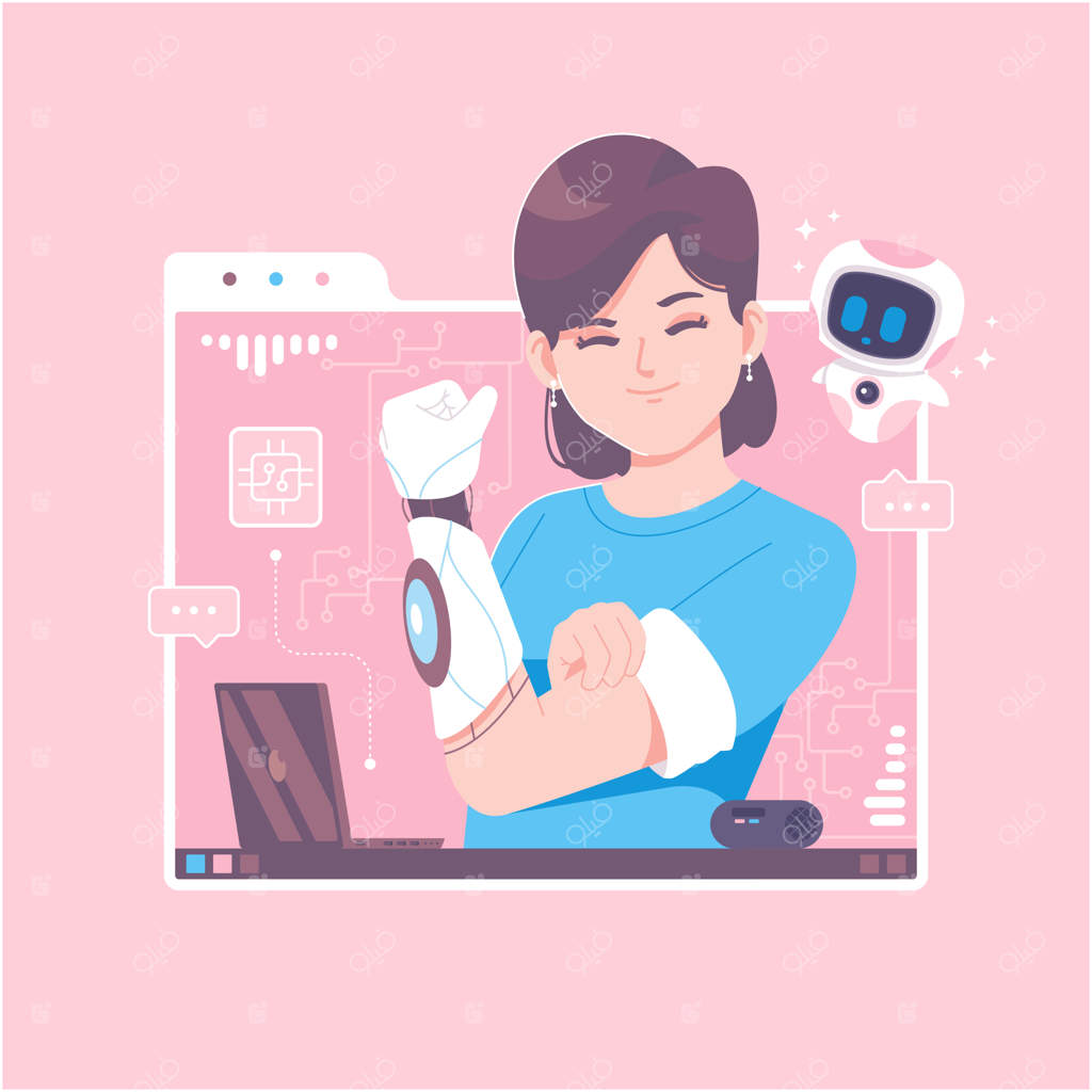 پس‌زمینه تصویر مفهومی از دست بیونیک آینده‌نگر