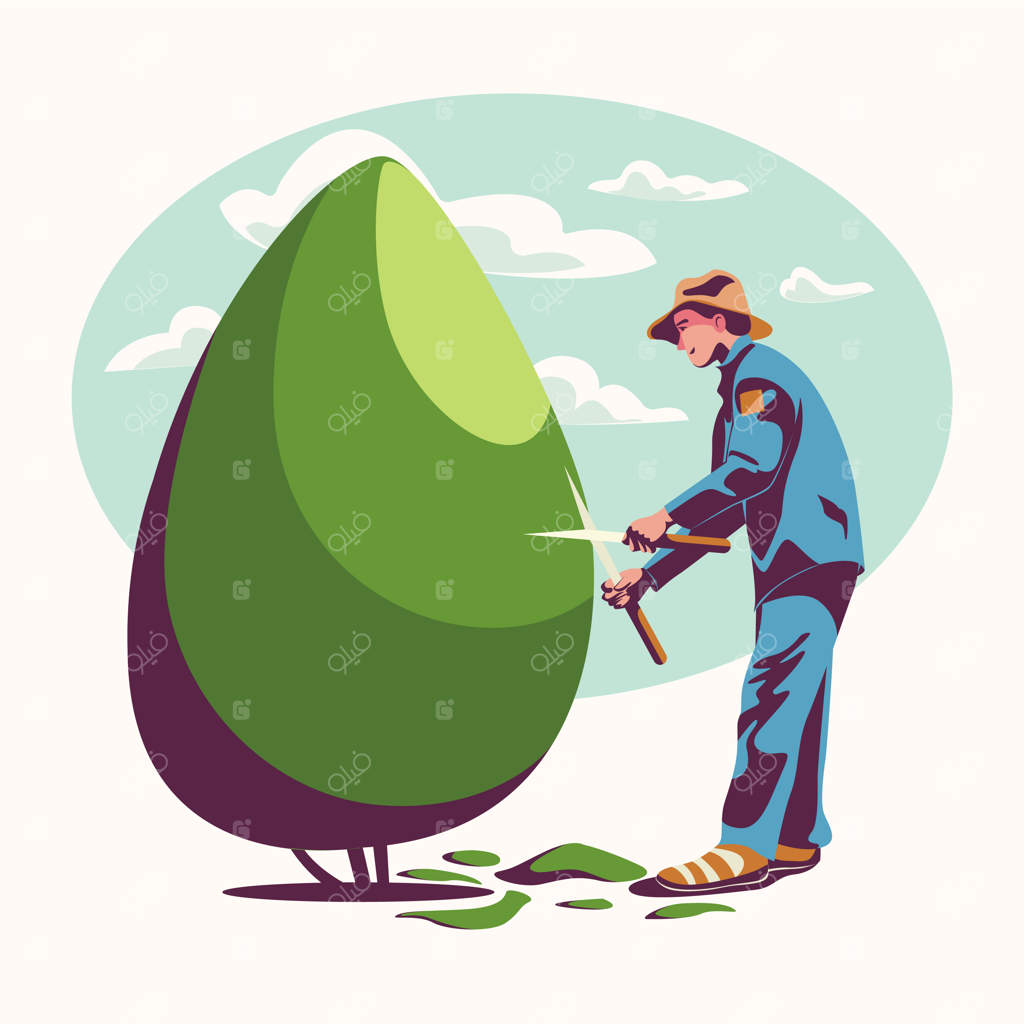 باغبان پارک در حال هرس بوته