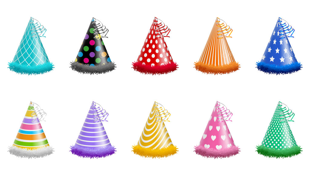 مجموعه‌ای از کلاه‌های تولد و مهمانی مجزا
