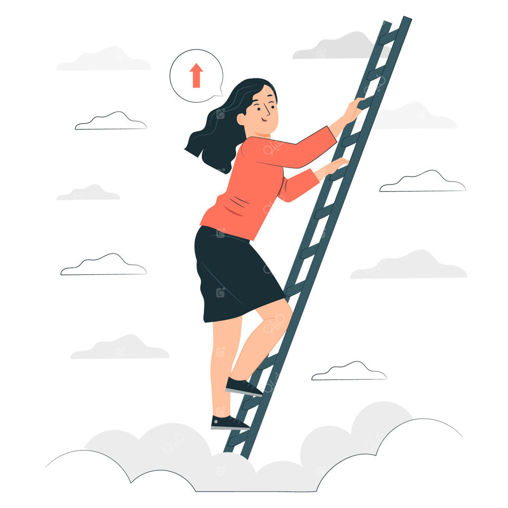 تصویر مفهومی بالا رفتن از پله‌ها