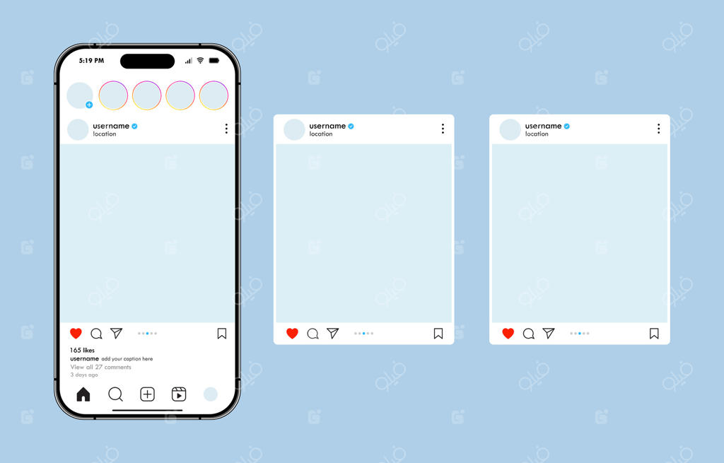 الگوی چیدمان پست‌های شبکه‌های اجتماعی در موبایل