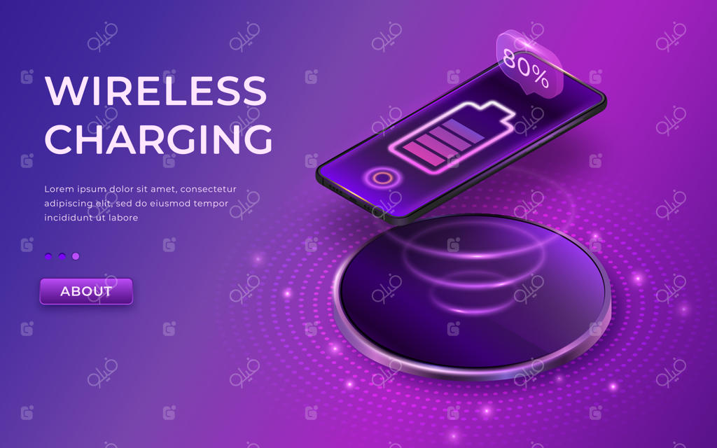 گوشی هوشمند مشکی روی شارژر بی‌سیم