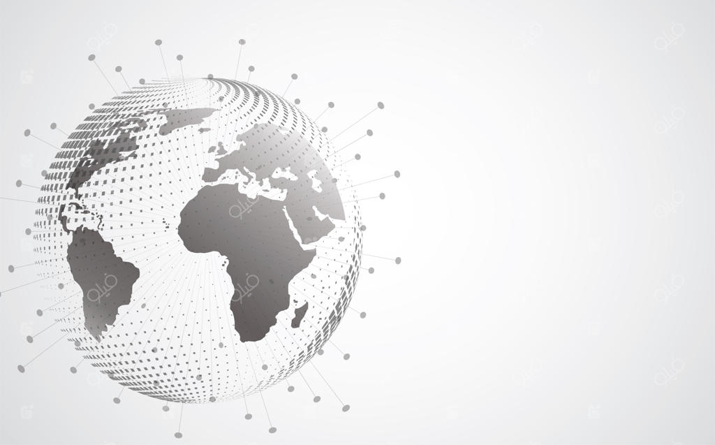 اتصال شبکه جهانی: نقشه جهان و ترکیب نقطه‌ها و خط‌ها