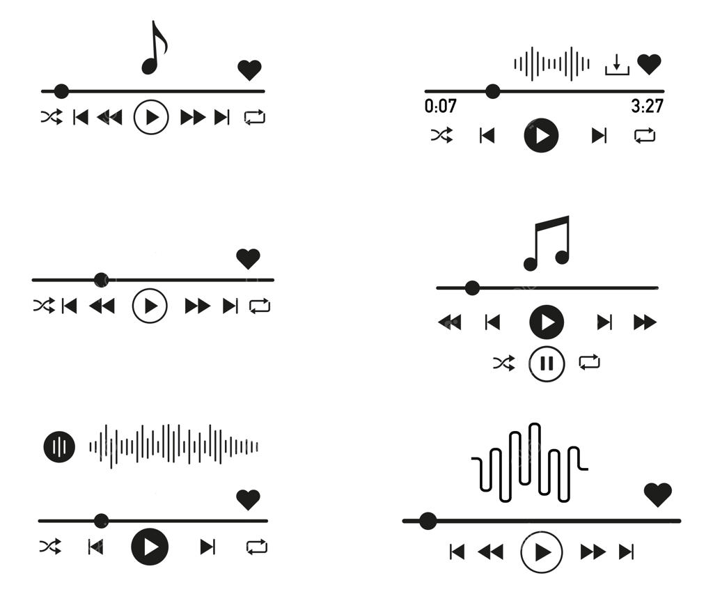وکتور طراحی رابط کاربری پخش‌کننده موسیقی با سبک ساده و مینیمال