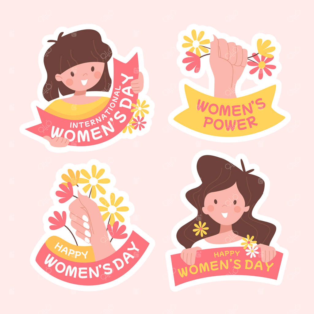 مجموعه برچسب‌های ساده برای روز جهانی زن