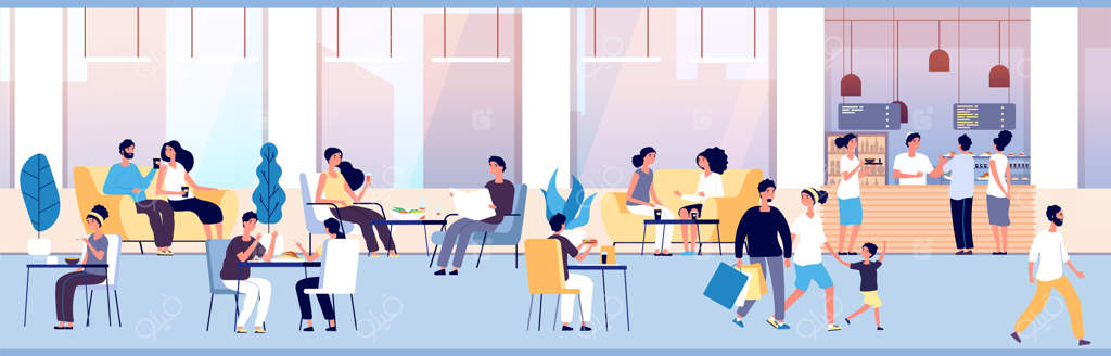 مردم در کافه بر سر میز شام در حال غذا خوردن