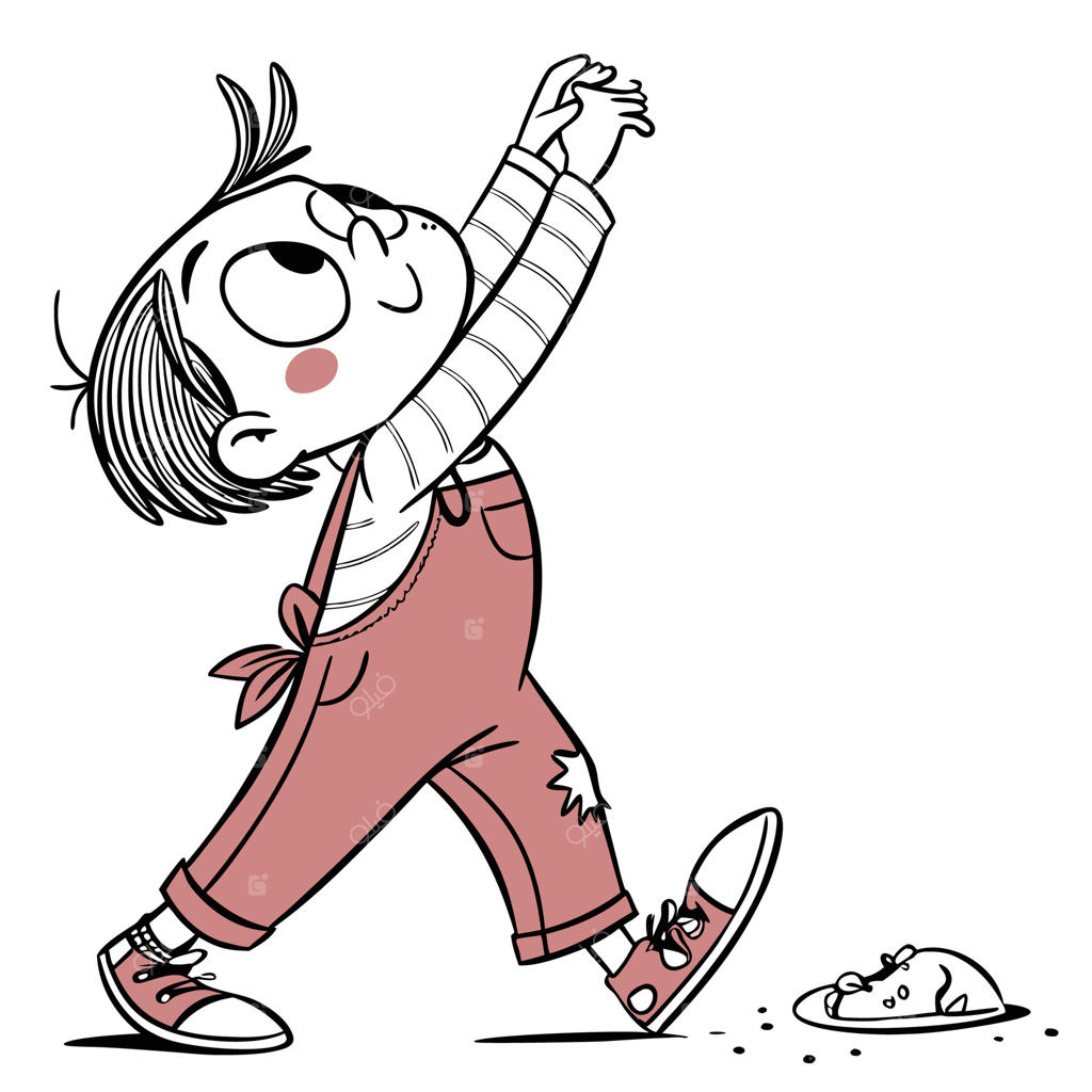 پسر کارتونی در حال دست دراز کردن برای یک تکه غذا