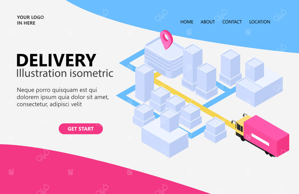 وکتور تصویرسازی پیک در حال تحویل سفارش به مشتری، مناسب برای طراحی لندینگ پیج، تراکت، اینفوگرافیک و سایر طرح‌های گرافیکی