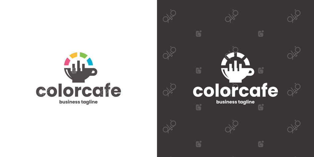 طراحی خلاقانه لوگوی رنگارنگ برای قهوه