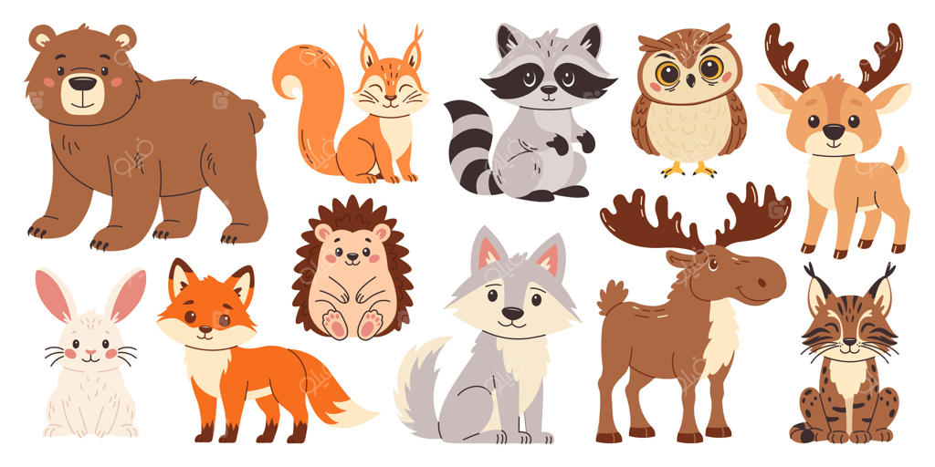 تصاویر بامزه حیوانات کارتونی برای کودکان به صورت وکتور حرفه‌ای