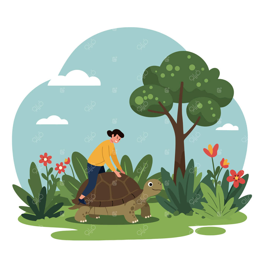 تصویر سفر با لاک‌پشت در باغ گل‌ها