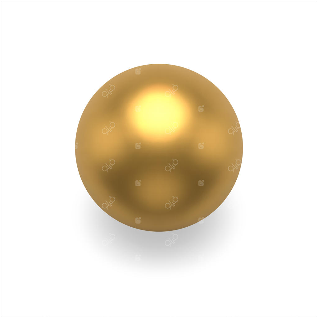 الگوی سه‌بعدی واقع‌گرایانه توپ زیبا و براق طلایی متالیک برای زیورآلات