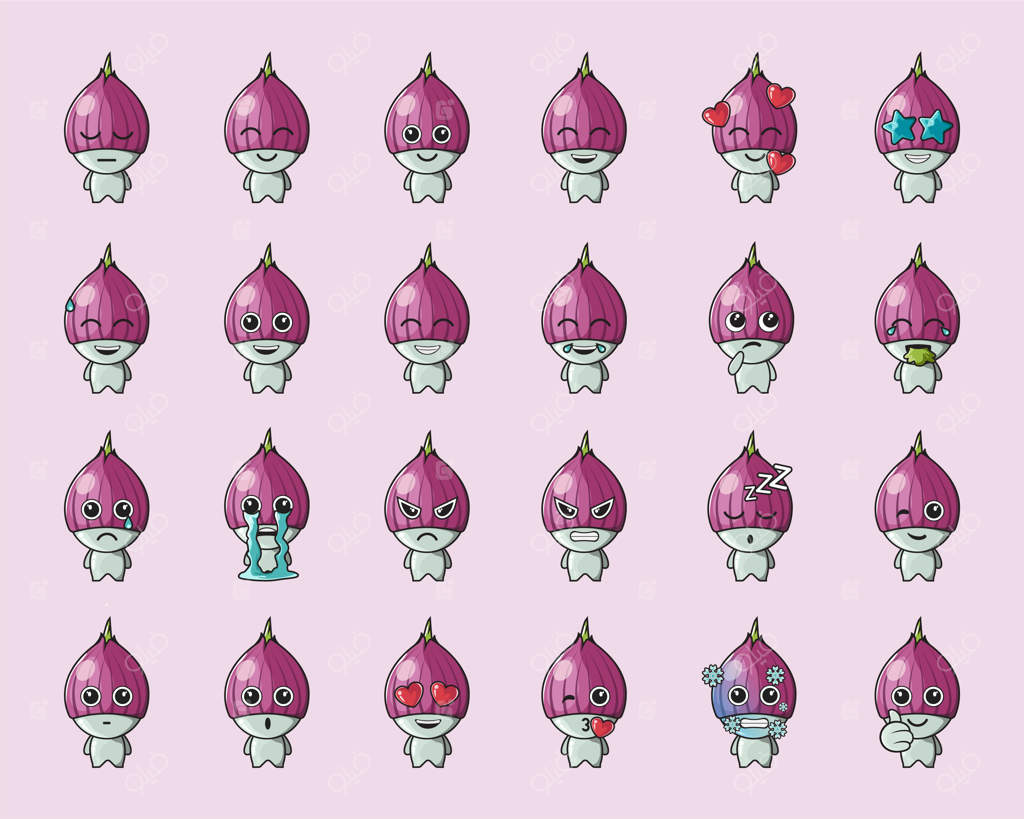 ایموجی بامزه پیاز به عنوان لوگو، نماد، ماسکوت و پوستر