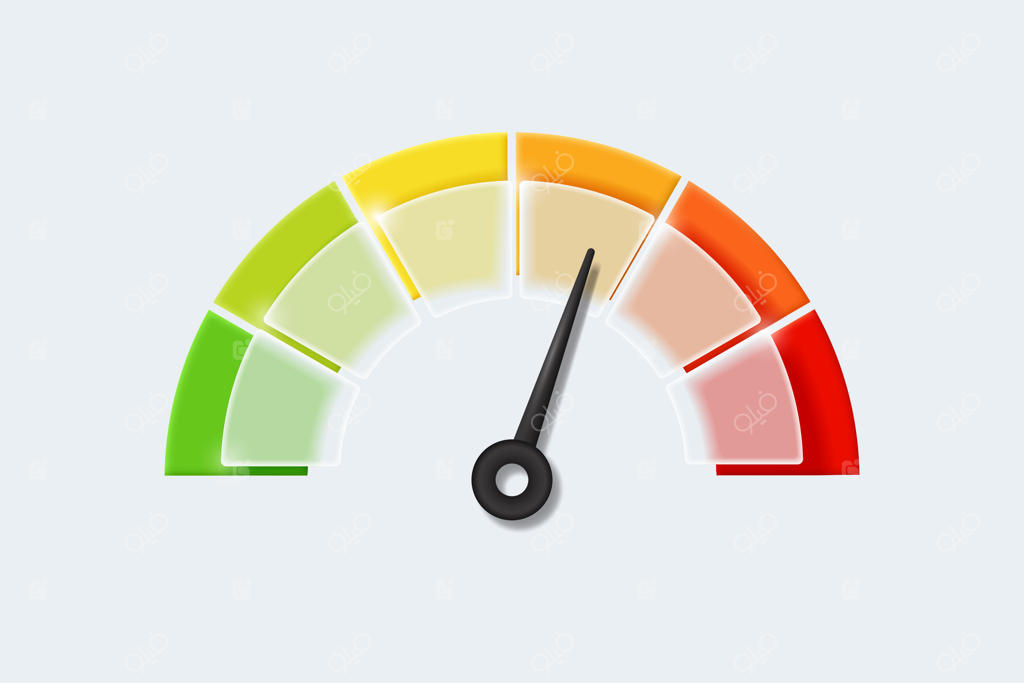 سرعت‌سنج واقعی با عقربه‌ها و نشانگرهای شیشه‌ای داشبورد: مفاهیم سرعت، ریسک و سطح امتیازدهی.