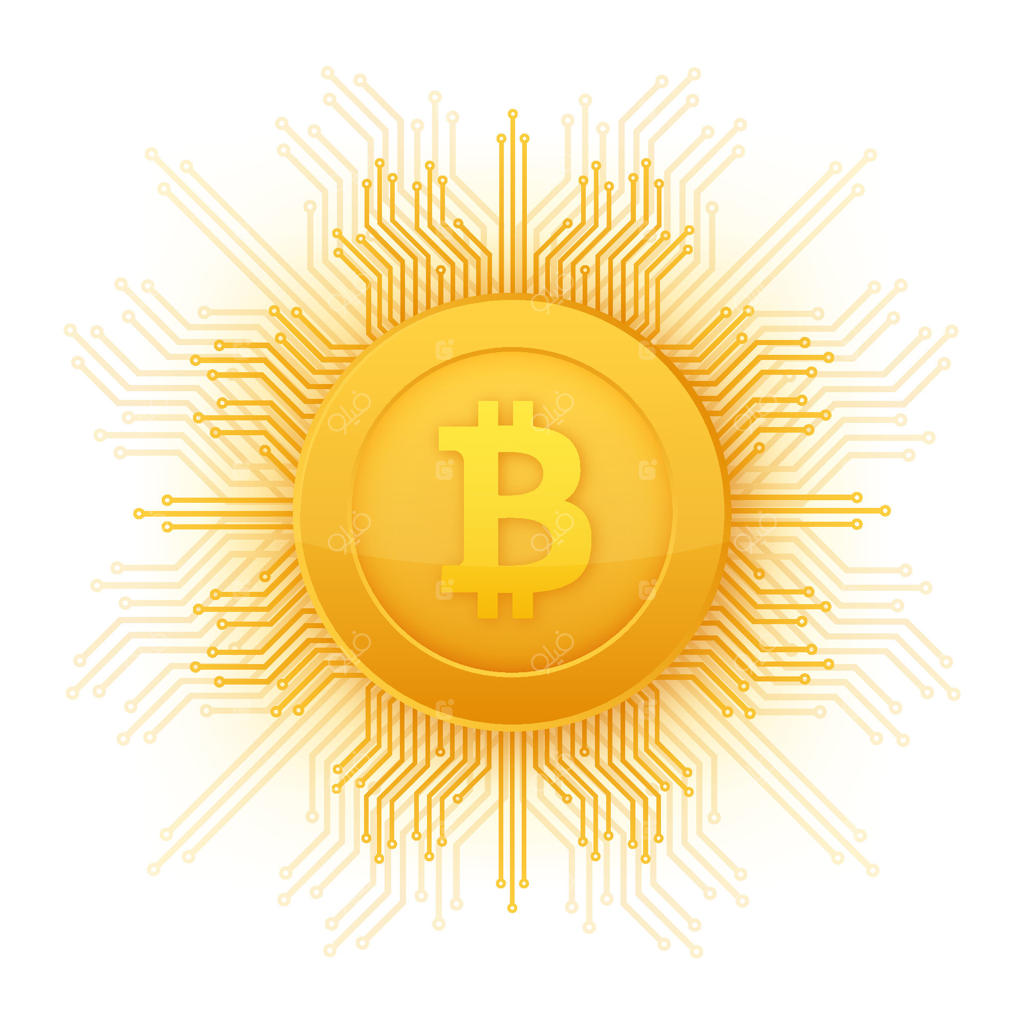 آیکن ساده بیت‌کوین. ارز دیجیتال بیت کوین. نماد ارز دیجیتال. تصویر وکتور