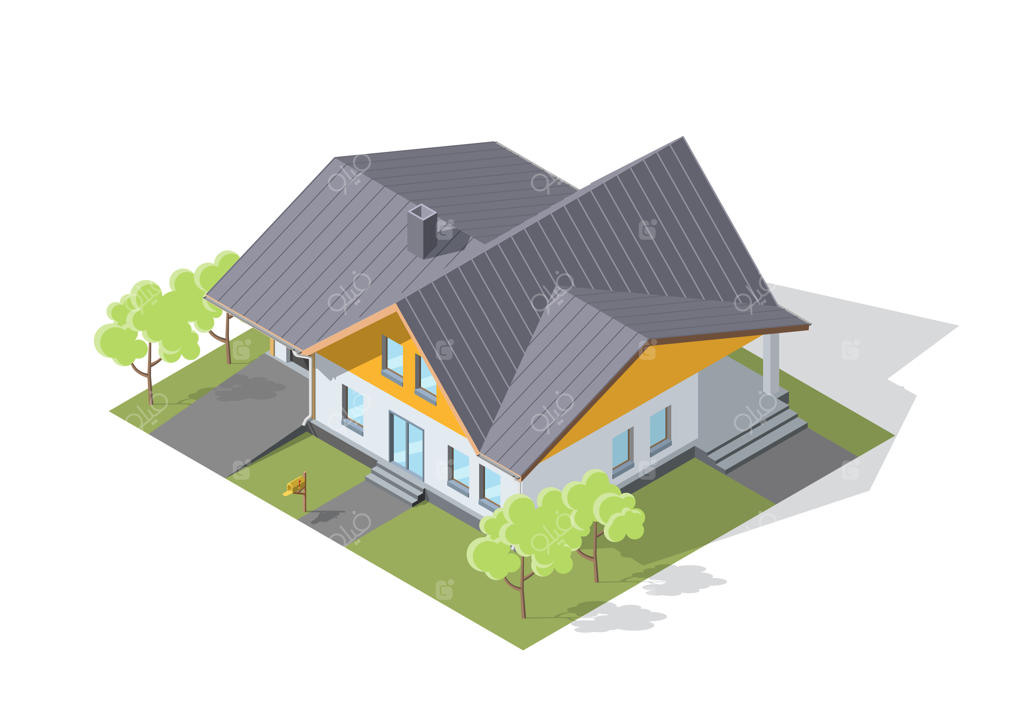 خانه بزرگ مدرن ایزومتریک با سایه