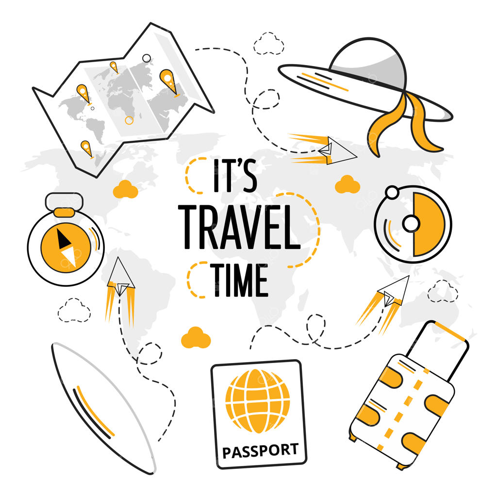 تصویرسازی وکتور بنر سفر و گردشگری با آیکون‌ها