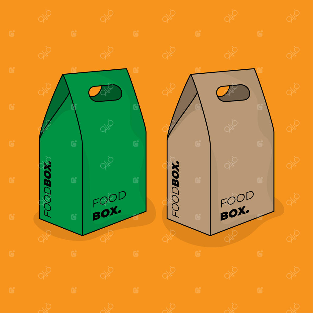 طراحی مقوای بسته‌بندی مواد غذایی با طرح کاغذ کهنه و سبز