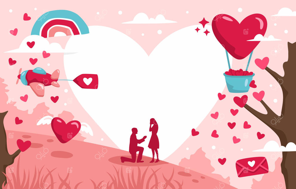 پس‌زمینه ولنتاین با قلب‌های زیبا و متعدد