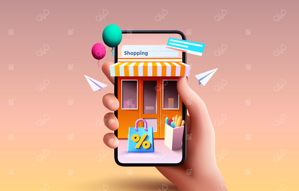 بنر هوشمند خرید تلفن همراه با بازاریابی اینترنتی وکتور