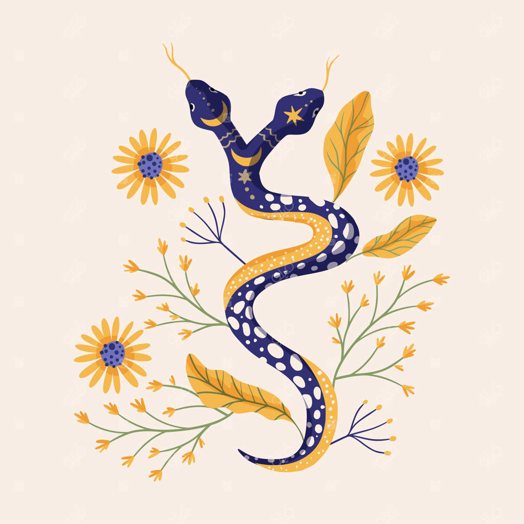 طراحی وکتور با تصویرسازی مارها