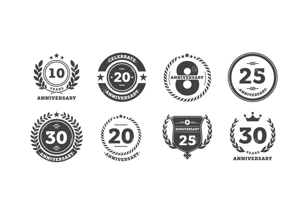 وکتور رایگان لوگوی سالگرد سیاه و سفید