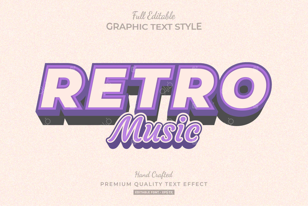 استایل فونت ویرایش‌پذیر موسیقی رترو به رنگ بنفش
