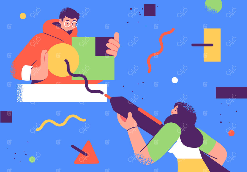 تصویرسازی به سبک تخت برای کارمندان: ارتباط بین افراد و همکاران