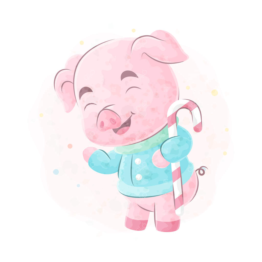 خوک کوچولوی بامزه با تصویرسازی آبرنگی