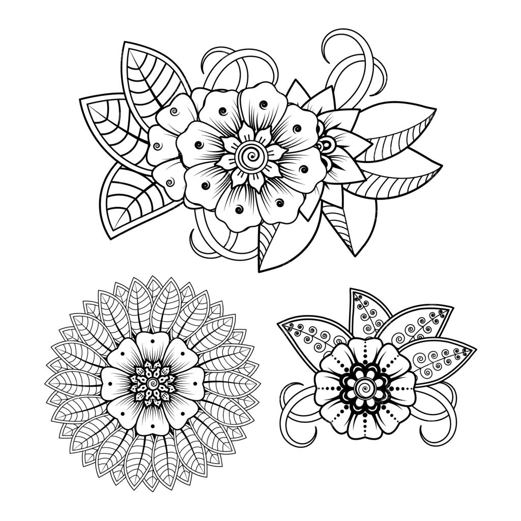 گل‌های مهندی دستی برای خالکوبی‌های شیک.