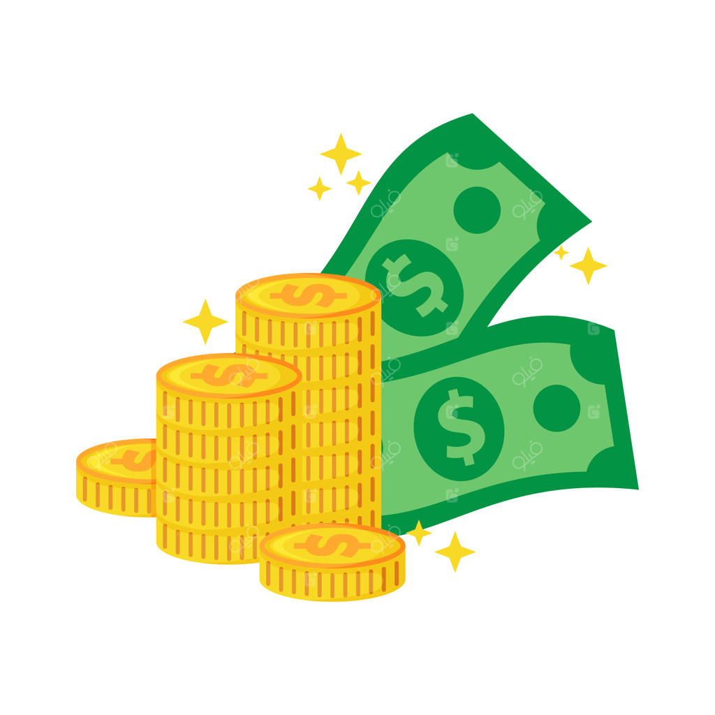 ستون‌های سکه طلا و اسکناس‌های سبز دلار با درخشش