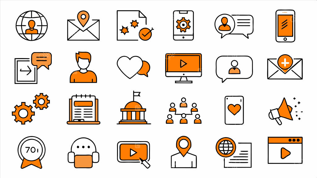 مجموعه آیکون شامل صفحه وب با عنوان دانشگاه آمریکا