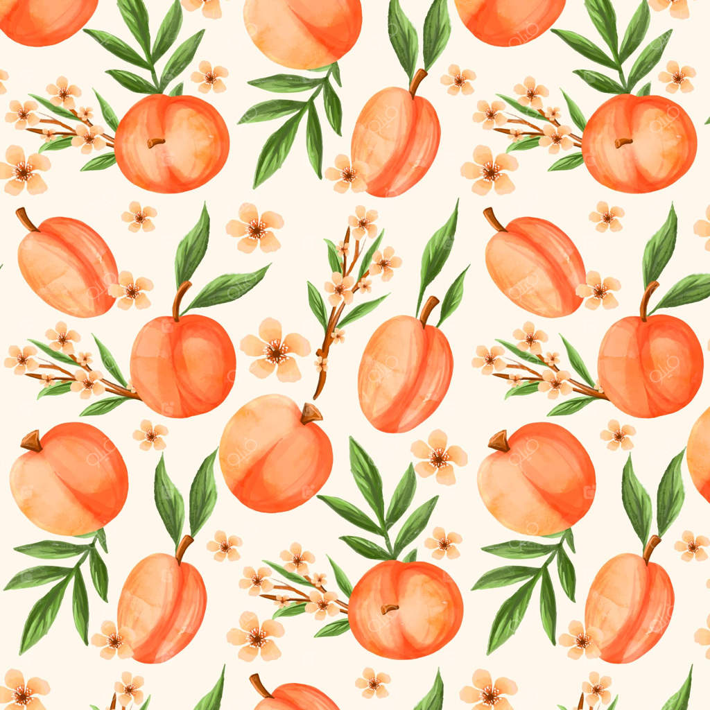 طرح هلو با نقاشی آبرنگی دستی