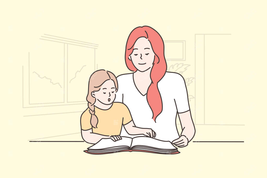 آموزش، خواندن خانوادگی، تدریس، مادری، مفاهیم دوران کودکی