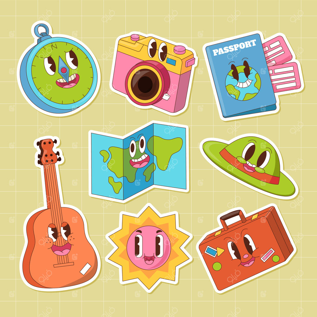 برچسب‌های بامزه وینتیج تابستانی به سبک دهه ۷۰، ۸۰ و ۹۰ میلادی