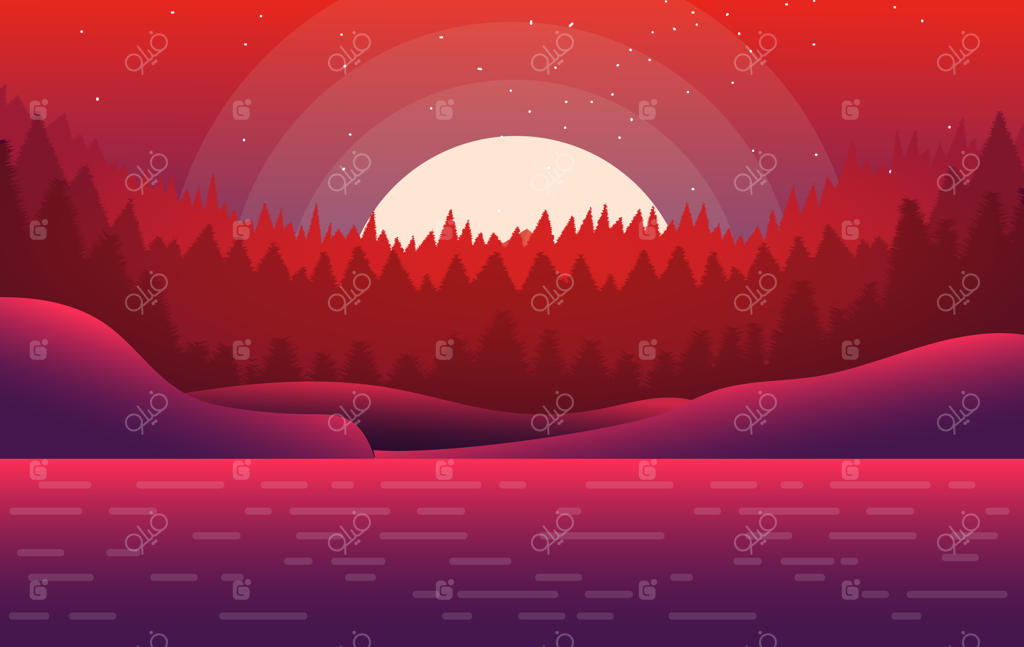 تصویرسازی وکتور منظره قرمز