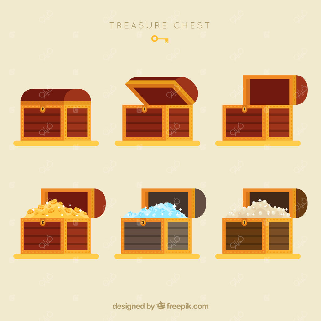 مجموعه‌ای از صندوقچه‌های گنج با طراحی مدرن و ساده