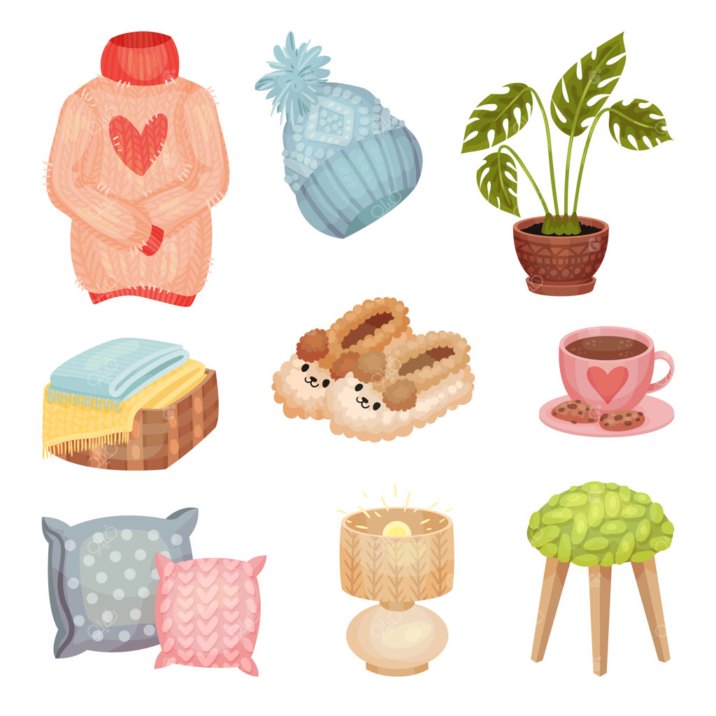 مجموعه وسایل و اشیاء مرتبط با راحتی و آسایش