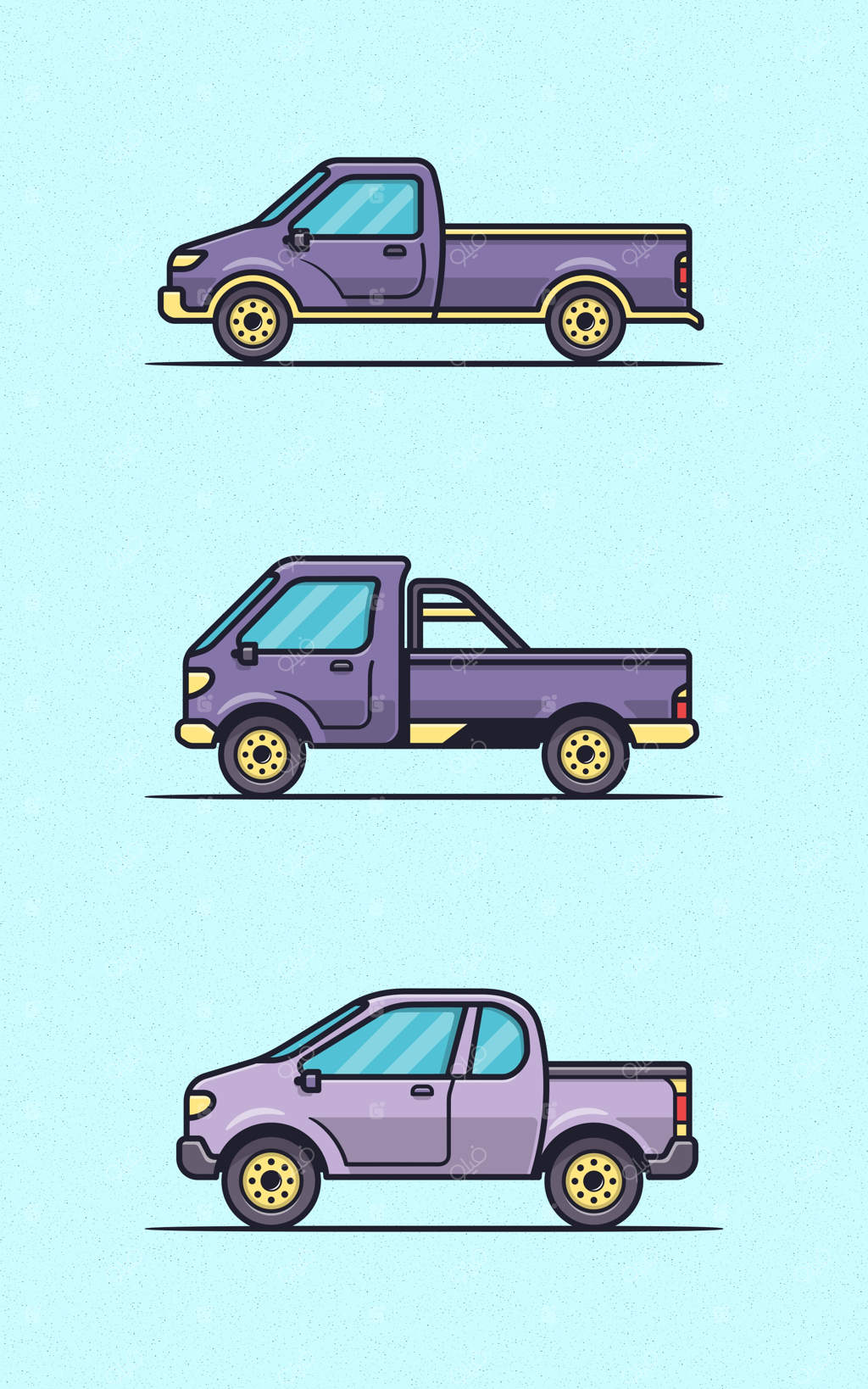 تصویر ساده از کامیون کوچک بنفش