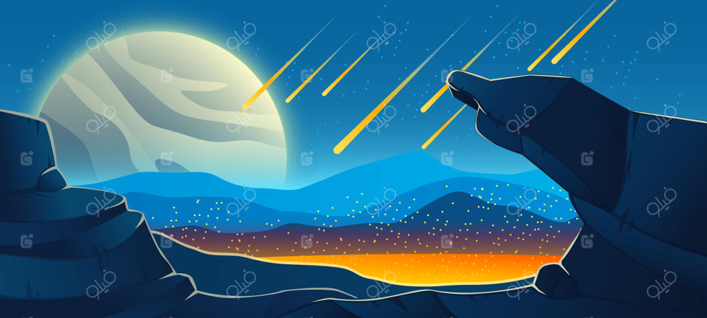 پس‌زمینه شهاب‌ سنگ‌ها در حال سقوط