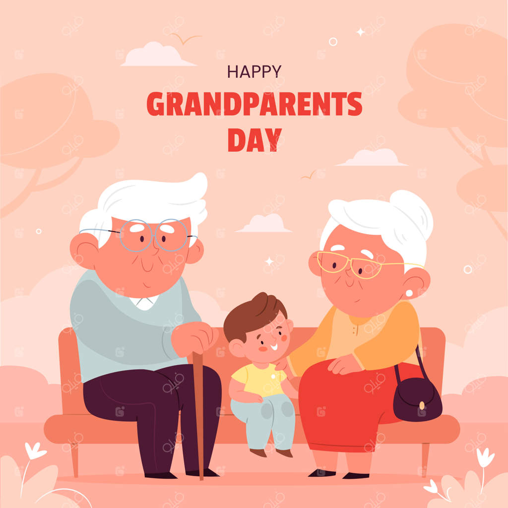 تصویرسازی تخت برای جشن روز پدربزرگ و مادربزرگ